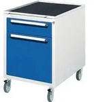 Schubladenschrank H690xB480xT600mm lichtgrau/enzianblau 2Schubl.fahrbar RAU