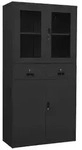 vidaXL B&uuml;roschrank Anthrazit 90x40x180 cm Stahl geh&auml;rtetes Glas