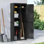 vidaXL Gartenschrank Schwarz 65x37x165 cm PP