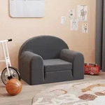 vidaXL Schlafsofa f&uuml;r Kinder Anthrazit Weich Pl&uuml;sch