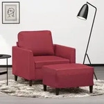 vidaXL Sessel mit Hocker Weinrot 60 cm Kunstleder