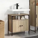 vidaXL Wandmontierte Vanity Helle Eiche Strukturiertes Holz