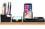 Einstellbarer Schreibtisch-Organizer - Magnetische Holzplatte mit 6 F&auml;chern