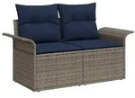 vidaXL Garten-Sofa mit Kissen 141 x 62 x 69 cm Poly-Rattan