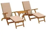 vidaXL Liegestuhl zum Verstellen und Klappen 3 pcs Taupe