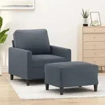 vidaXL Sessel mit Hocker Dunkelgrau 60 cm Samt