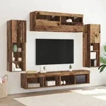 vidaXL 8 St&uuml;ck TV-Wandeinheiten mit LED Altholz Engineered Wood