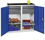 Werkzeug- und Materialschrank Serie 3000, 7035/5010, 2 Schubladen 100 mm, 2 Schu