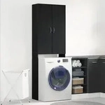 vidaXL Waschmaschinenschrank Schwarz Eichen-Optik 64x25,5x190 cm