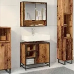 vidaXL Badezimmerschrank mit T&uuml;r Altholz 65 x 33 x 60 cm Holzwerkstoff