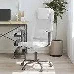 vidaXL B&uuml;rostuhl H&ouml;henverstellbar Wei&szlig; Netzstoff und Kunstleder
