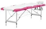 vidaXL Massageliege Klappbar 4-Zonen Aluminiumgestell Wei&szlig; und Rosa