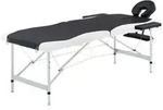 vidaXL Massageliege Klappbar 2-Zonen Aluminiumgestell Schwarz und Wei&szlig;
