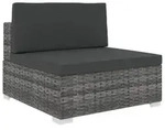 vidaXL Mittelsofa mit Kissen Modular Poly Rattan Grau