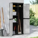 vidaXL Gartenschrank Grau und Schwarz 65x37x165 cm PP