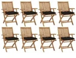 vidaXL Klappbare Gartenst&uuml;hle mit Kissen 8 Stk. Massivholz Teak