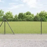 vidaXL Zaunpfosten-Set 2-teilig Grau Metall, Kunststoff 10 x 1 m