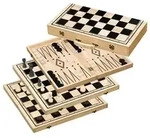 Schach Backgammon Dame Set, Feld 50 mm, mit Tragegriff