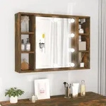vidaXL Spiegelschrank mit LED R&auml;uchereiche 76x15x55 cm
