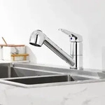 Einhebel K&uuml;chenarmatur mit 2 Strahlarten Ausziehbar Chrom