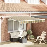 vidaXL Manuelle Einziehbare Markise mit LED Gr&uuml;n und Gelb 350x250 cm