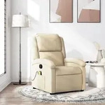 vidaXL Massage-Relaxsessel, cremefarbener Stoff