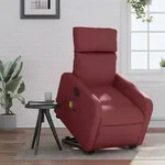 vidaXL Massagesessel mit Aufstehhilfe Elektrisch Weinrot Kunstleder