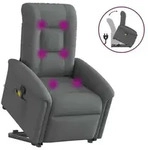 vidaXL Massagesessel mit Aufstehhilfe Dunkelgrau Stoff