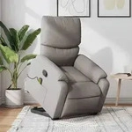 vidaXL Massagesessel mit Aufstehhilfe Taupe Stoff