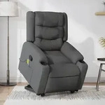 vidaXL Massagesessel mit Aufstehhilfe Dunkelgrau Stoff