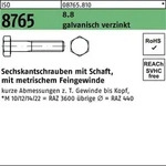 Sechskantschraube ISO 8765 Schaft M20x1,5x75 8.8 galv.verz. 25St.