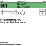 Sechskantschraube DIN 601 Sechskantmutter M20x55 Mu Stahl 4.6 feuerverz. 25St.