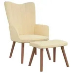 vidaXL Relaxsessel mit Hocker Cremewei&szlig; Samt