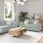 vidaXL 2-teiliges Sofa-Set mit Kissen, hellgrauer Samt