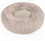 Intirilife flauschiges Pl&uuml;sch Haustierbett in Beige Durchmesser 60 cm - Weiches