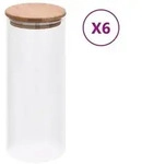 vidaXL Vorratsgl&auml;ser mit Bambusdeckel 6 Stk. 1000 ml