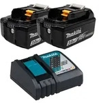 Makita 2x BL1830B Akku 3,0 Ah 18V Li-Ion mit Ladestandsanzeige + DC18RC