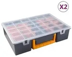 vidaXL Sortimentskoffer 2 Stk. Abnehmbare Trennw&auml;nde 360x250x85 mm PP