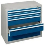 Schubladenblock 36288 90cm 2+3 Sch&uuml;be lichtgrau/blau