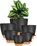 iDattel Selbstbew&auml;sserung Blumentopf Set 6er-Set Kunststoff Schwarz