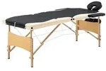 vidaXL Massageliege Klappbar 3-Zonen mit Holzgestell Schwarz und Beige