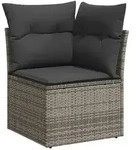 vidaXL 9-tlg. Garten-Sofagarnitur mit Kissen Grau Poly Rattan Akazie