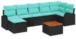 vidaXL Gartensofa-set 8 pcs Schwarz und T&uuml;rkis Poly-Rattan