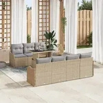 vidaXL 8-teiliges Garten-Sofa-Set mit Kissen Beige Poly Rattan