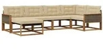 vidaXL Outdoor-Sofagarnitur mit Kissen 6 pcs Natur und Beige