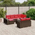 vidaXL 11-teiliges Gartensofa-Set mit Kissen, braun, Polyrattan