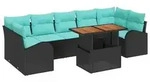 vidaXL Garten-Sofa-Set mit Speicher 8 pcs Schwarz Poly Rattan
