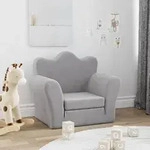 vidaXL Schlafsofa f&uuml;r Kinder Hellgrau Weich Pl&uuml;sch