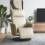 vidaXL Massagesessel mit Fu&szlig;teil Creme Kunstleder