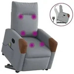 vidaXL Massagesessel mit Aufstehhilfe Hellgrau Stoff